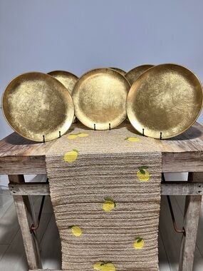 Vintage Otagiri Japan Hand Crafted Gold Charger Plates Set of 6 11.5” Glam MCM